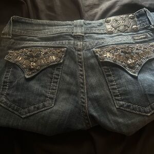 Miss Me Blue Jeans with Silver Embellishments
